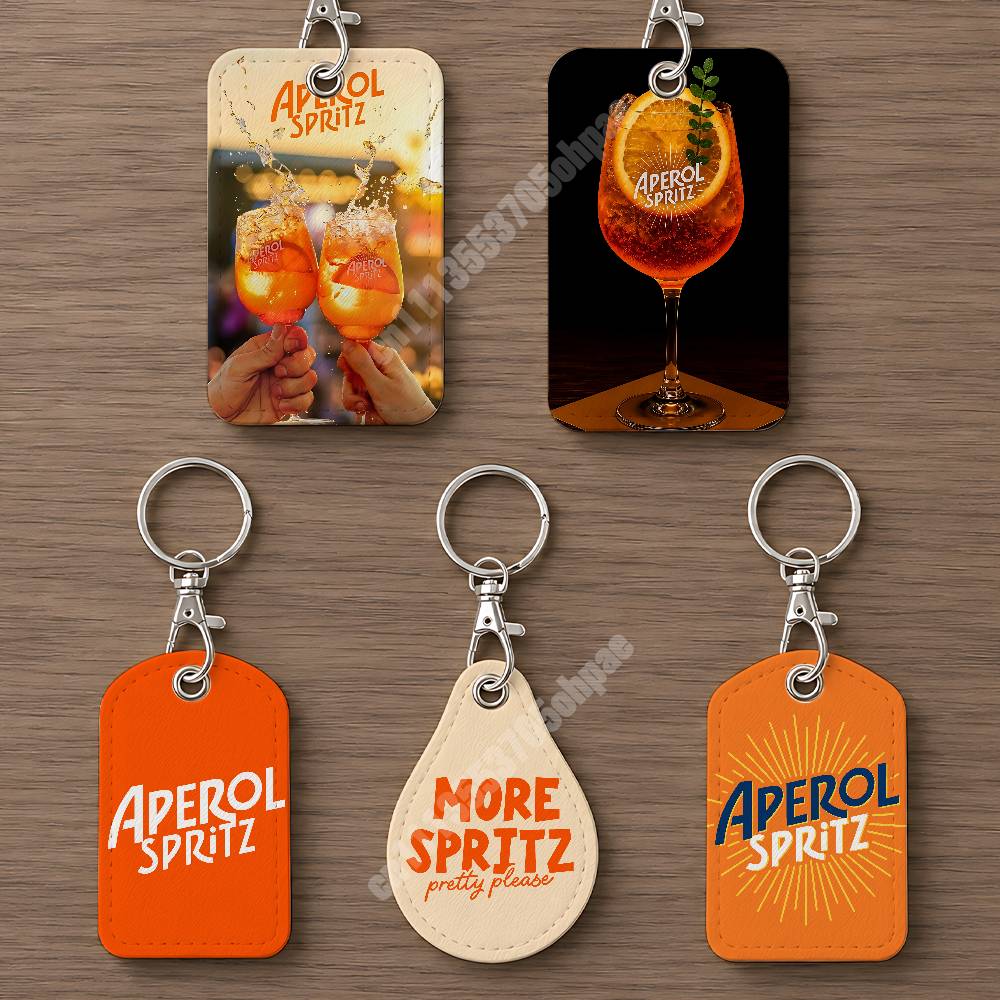 Women'S Keychain Accessories - Orange Prosecco A-Aperol S-Spritz Leather Keychain