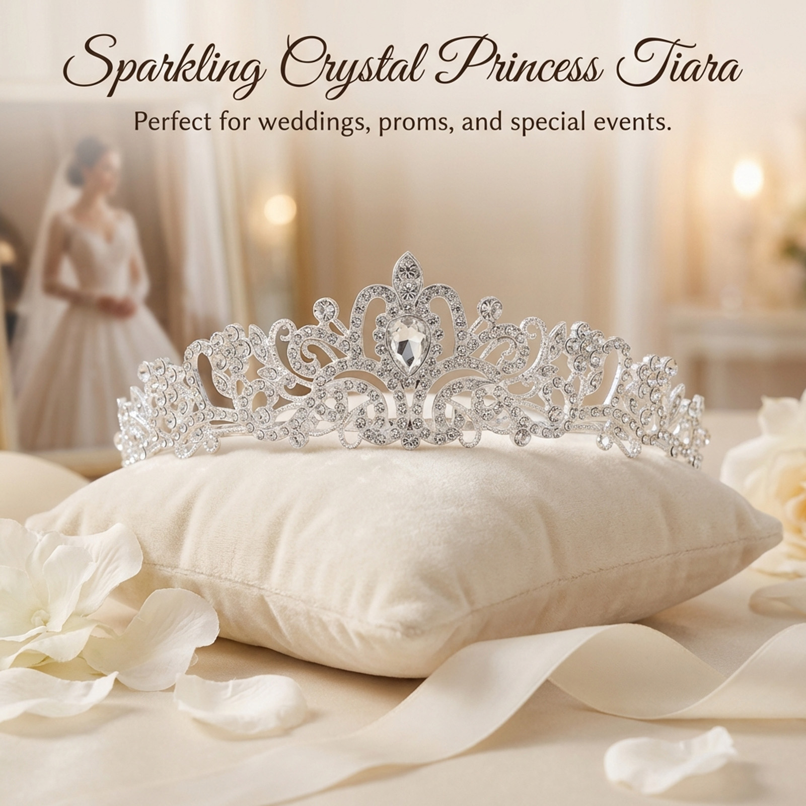 Elegant Bridal Crown Sparkly R - Women'S Hair Accessories Wedding review and price